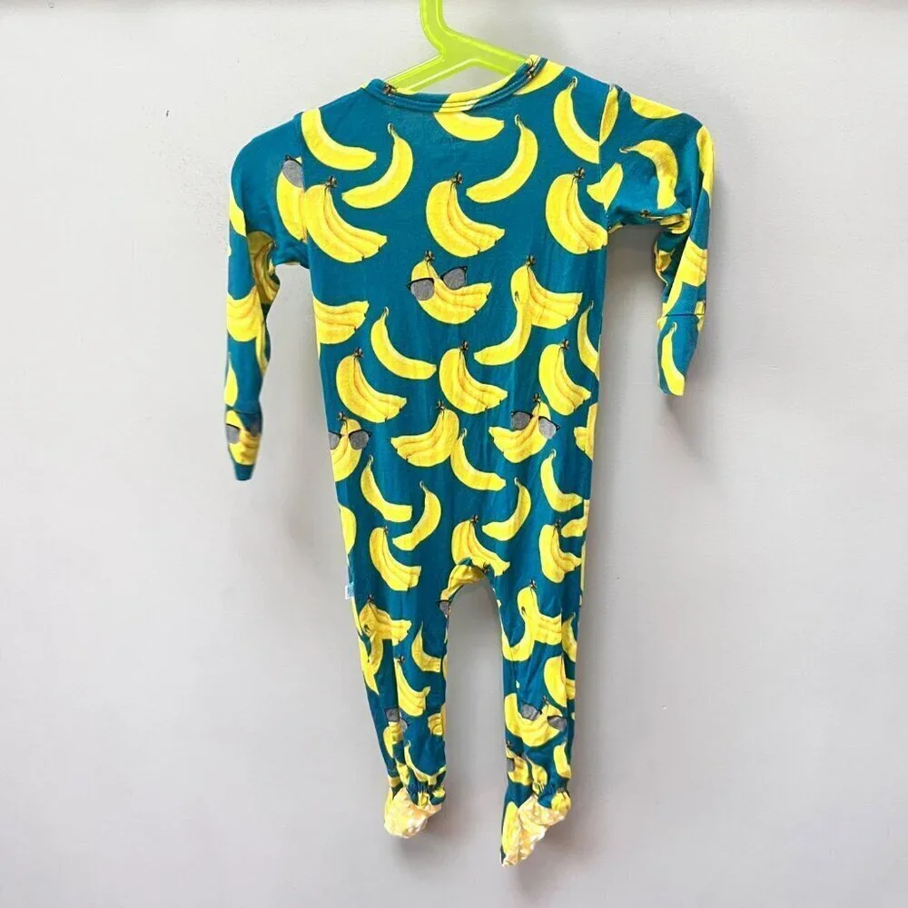 Posh Peanut Baby Pajamas 9-12M Banana Print Bamboo & Spandex Footed Zippered‎